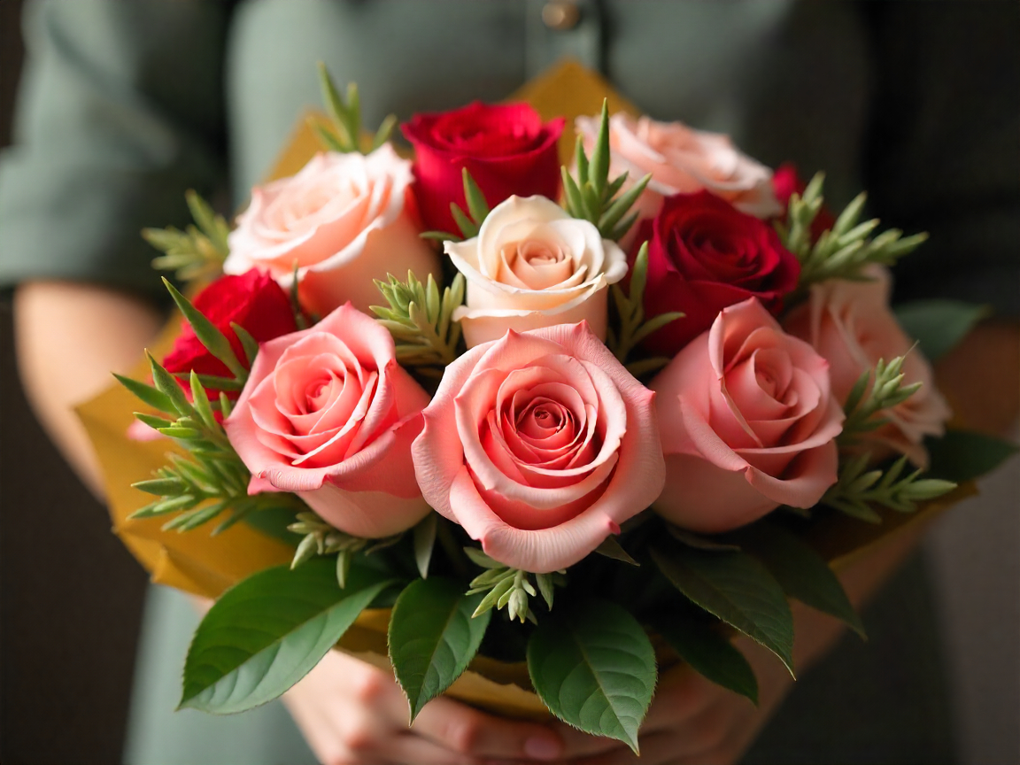 Elegant rose bouquet arrangement with premium flowers