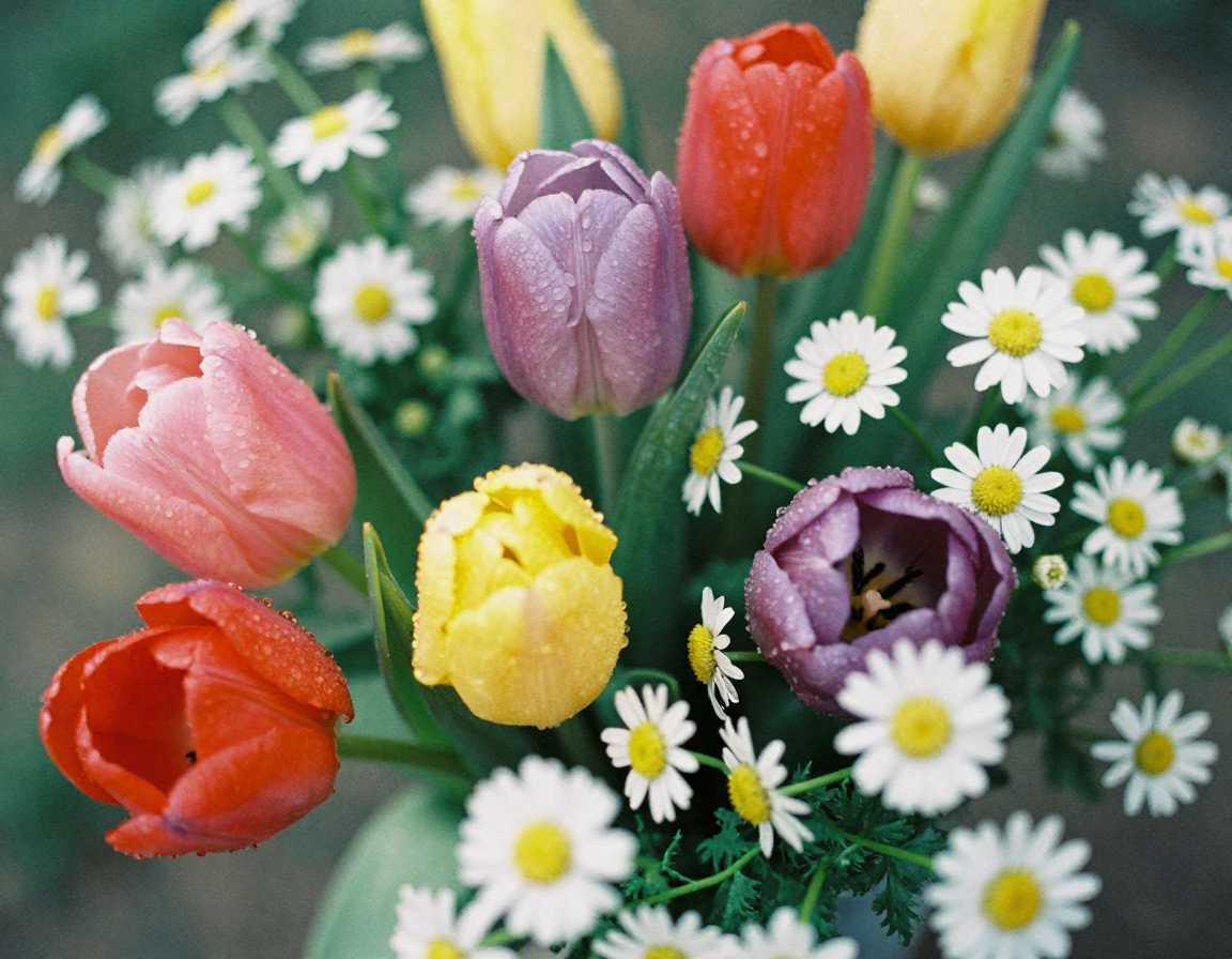 Fresh seasonal spring flowers bouquet collection